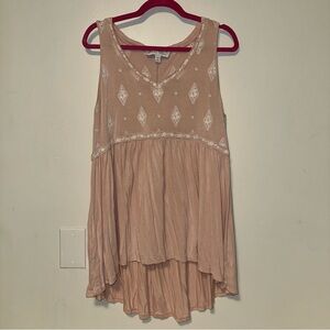 Torrid Blush Pink Embroidered Babydoll Tank